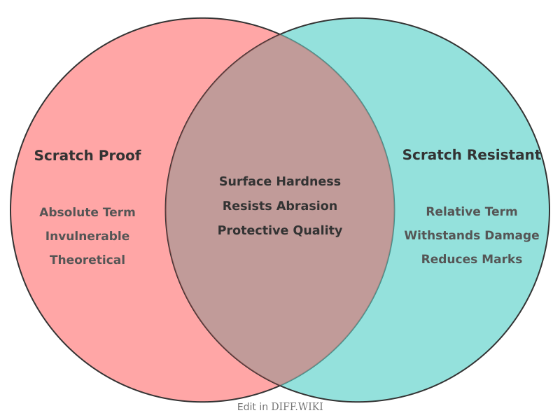 Venn diagram for Differences between Scratch Proof and Scratch Resistant