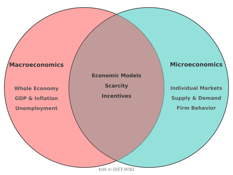 Venn diagram for Differences between Macroeconomics and Microeconomics