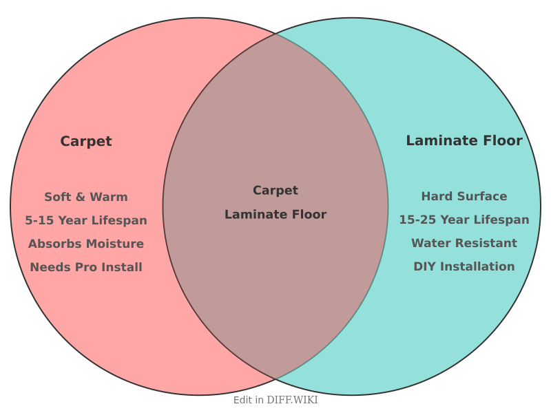 Venn diagram for Differences between Carpet and Laminate Floor